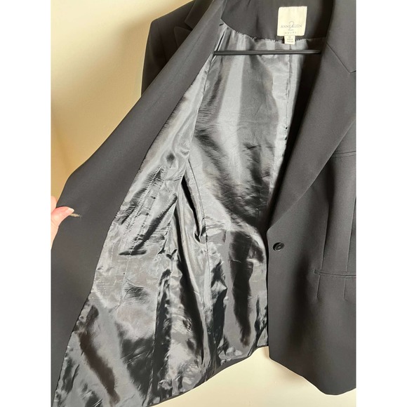 Anne Klein Black Suit Blazer Mock Pockets One Button 10 - Picture 6 of 7